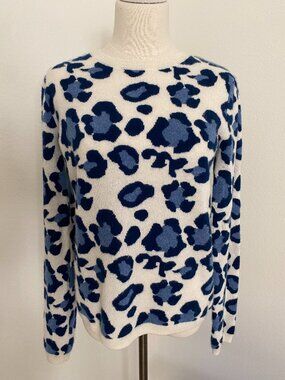 Two Bees Cashmere Leopard Print Crewneck Sweater - S